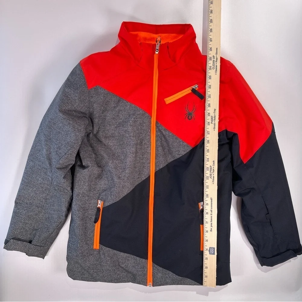 Spyder Kids' Vibrant Red and Charcoal Puffer Jacket